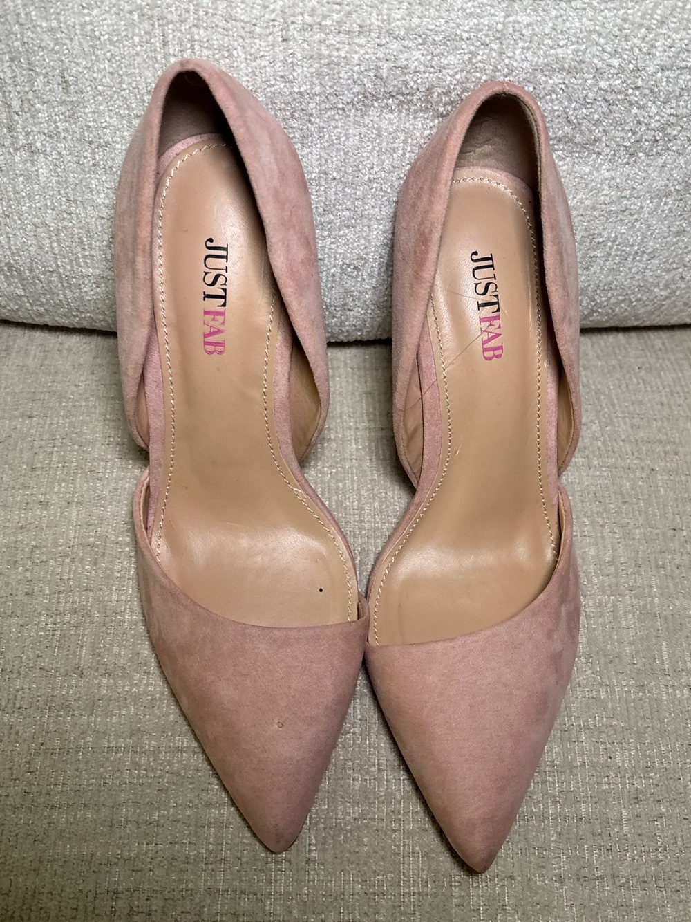 Blush Pink 7.5 Faux Suede D’Orsay Stiletto Pumps Heels Women Neutral Office Chic - Picture 7 of 12
